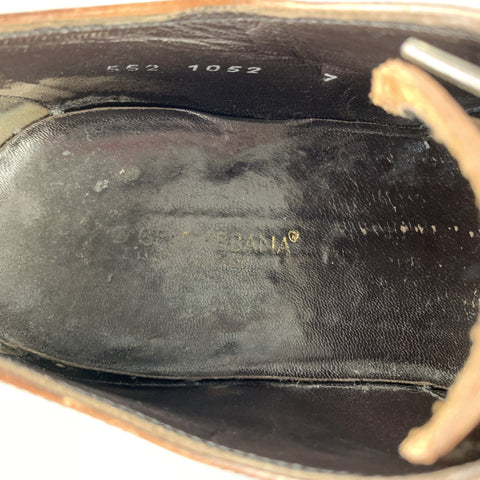 DOLCE & GABBANA Size 8 Cognac Leather Pointed Toe Lace Up Shoes