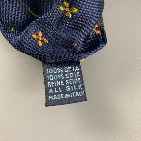 MASSIMO BIZZOCCHI Navy Orange Abstrack Floral Silk Tie
