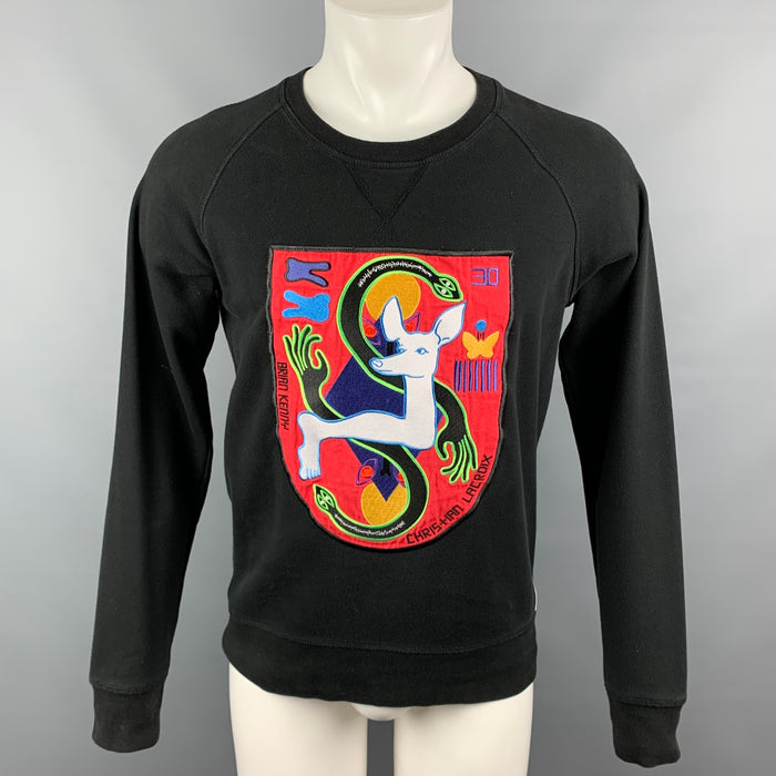 CHRISTIAN LACROIX x BRIAN KENNY Limited Edition Size S Black & Red Abstract Cotton Sweatshirt