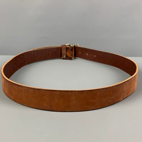 BRUNELLO CUCINELLI Size 35 Brown Distressed Leather Belt