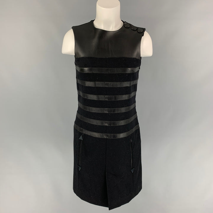JEAN PAUL GAULTIER Size 6 Black Wool Blend Mixed Materials Shift Dress