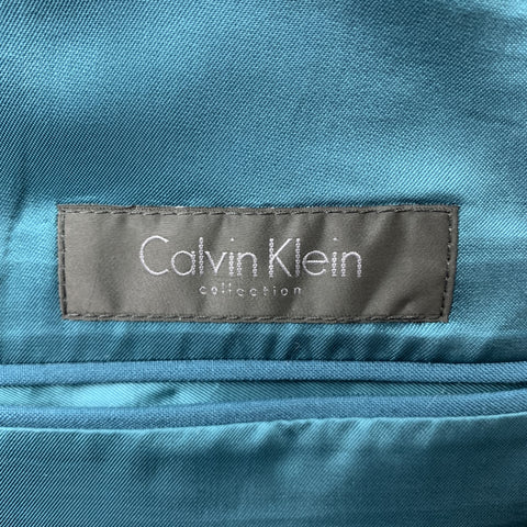 CALVIN KLEIN COLLECTION Size 38 Wool Notch Lapel Teal Sport Coat