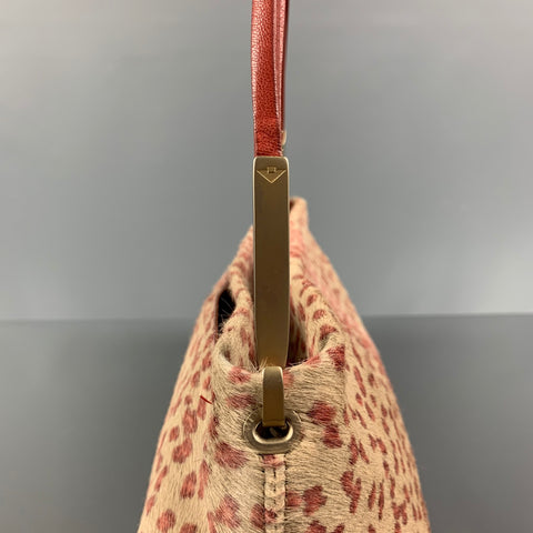 Vintage BOTTEGA ITALIANA Pink Cream Animal Print Calf Hair Handbag