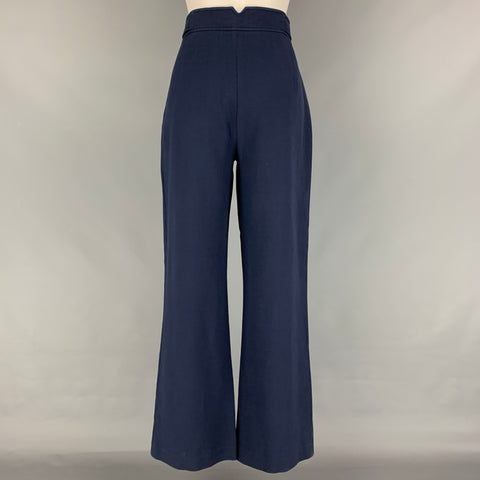 KAREN MILLEN Talla 8 Pantalón de vestir náutico de algodón azul marino