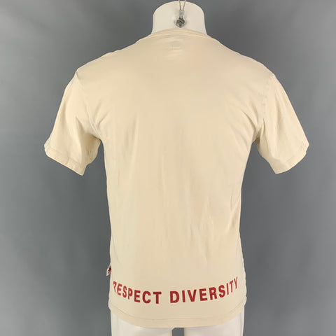 WALTER VAN BEIRENDONCK x DSM Size L Beige Red Graphic Cotton Crew-Neck T-shirt