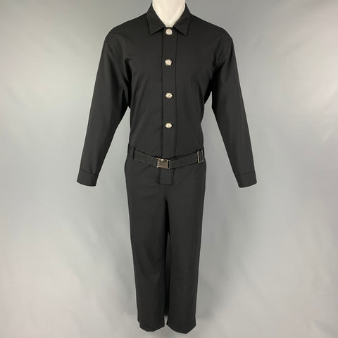 VERSUS by GIANNI VERSACE Size M Black Wool Belted Jumpsuit
