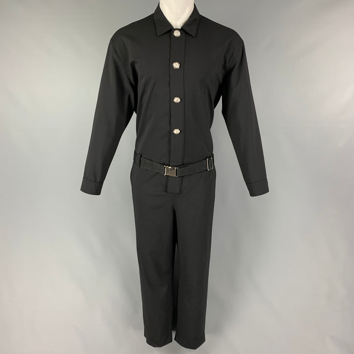 VERSUS by GIANNI VERSACE Size M Black Wool Belted Jumpsuit
