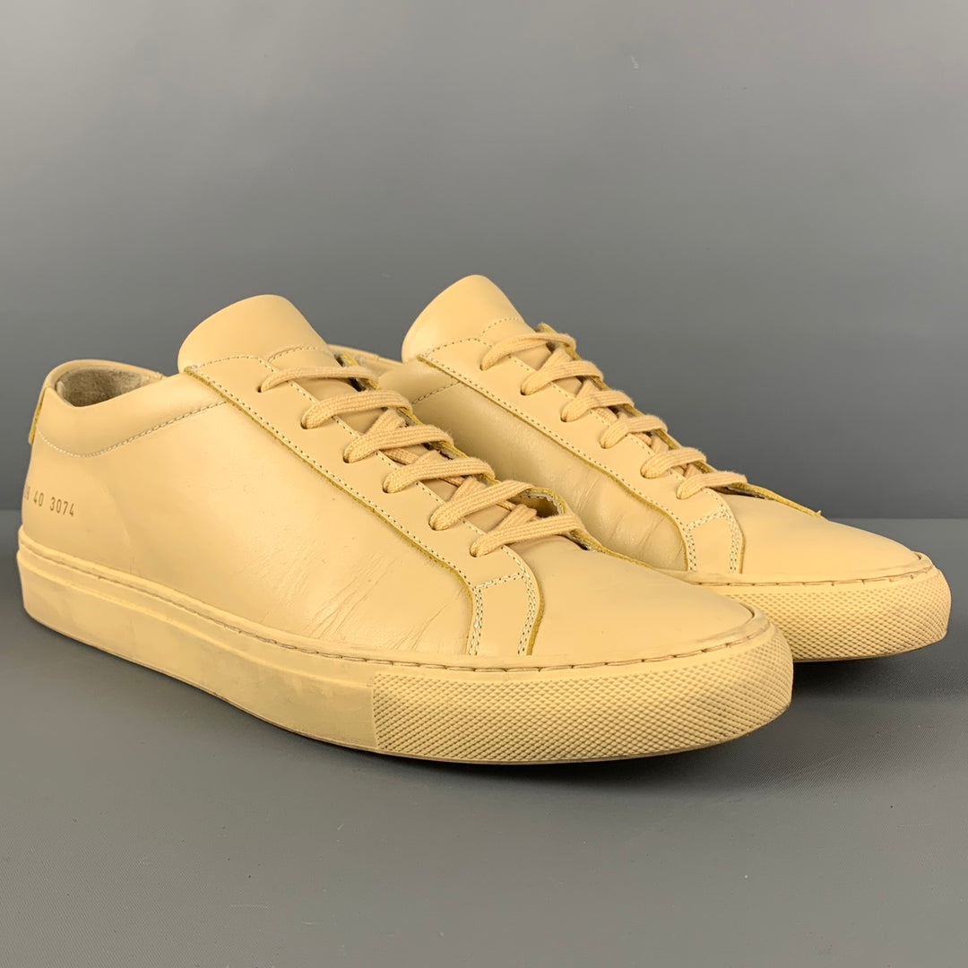 COMMON PROJECTS Size 7 Yellow Leather Low Top Sneakers