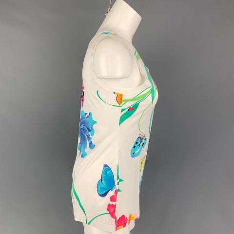 LEONARD Taille M Blanc Multi-Color Floral Tank Casual Top