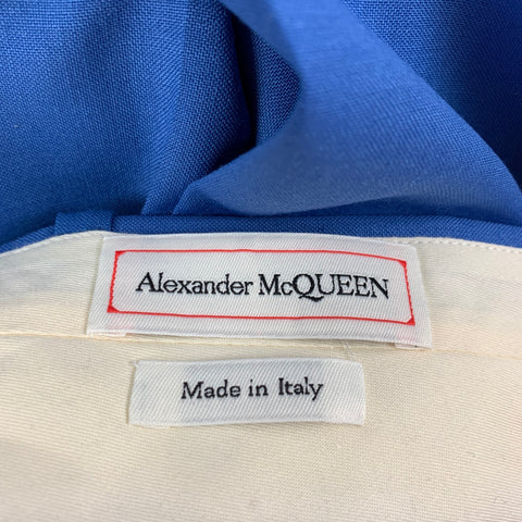 ALEXANDER MCQUEEN Size 40 Blue Wool Mohair Notch Lapel Suit