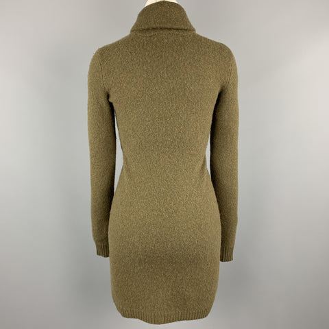 RALPH LAUREN Size S Olive Wool / Cashmere Knit Toggle Shawl Collar Dress