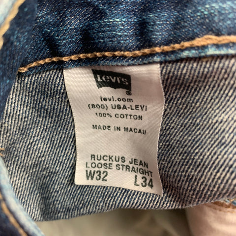 LEVI'S PREMIUM Size 32 Indigo Washed Cotton Cropped Jeans