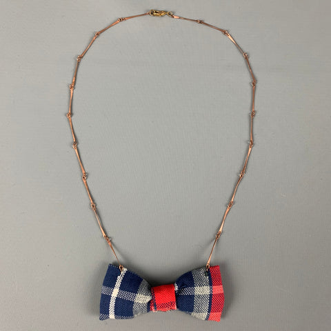 DIEGO GOMEZ Red Navy Plaid Necklace