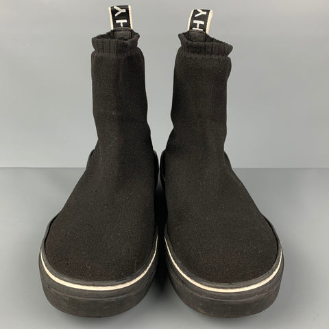 GIVENCHY Size 11 Black White Signature Polyester George V Sock Boots