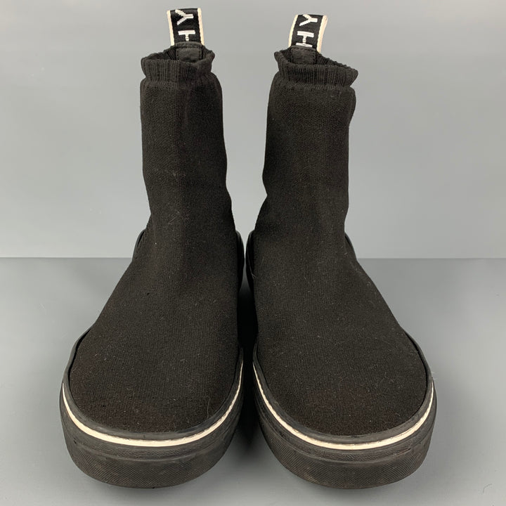 GIVENCHY Size 11 Black White Signature Polyester George V Sock Boots