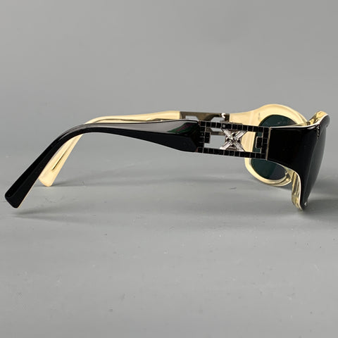 SAMA Black & Cream Acetate Swarovski Crystals Sunglasses