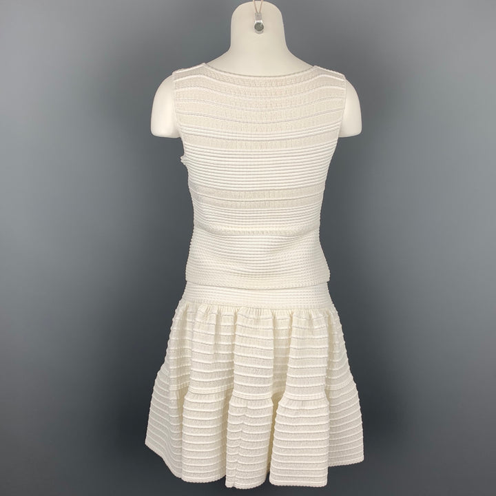 ALAIA Size S White Textured Knit Sleeveless Top & Skirt Set