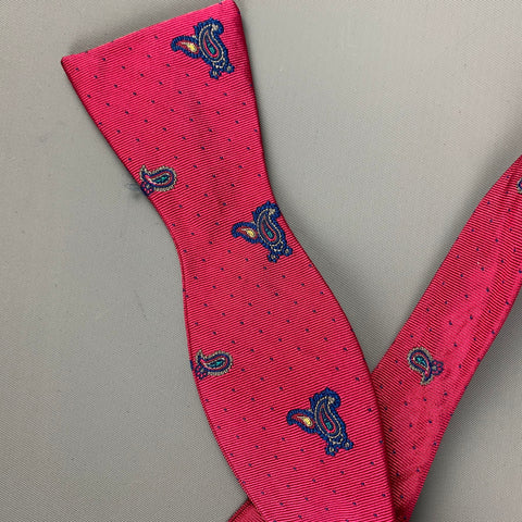 ROBERT TALBOTT Burgundy Navy Paisley Silk Bow Tie
