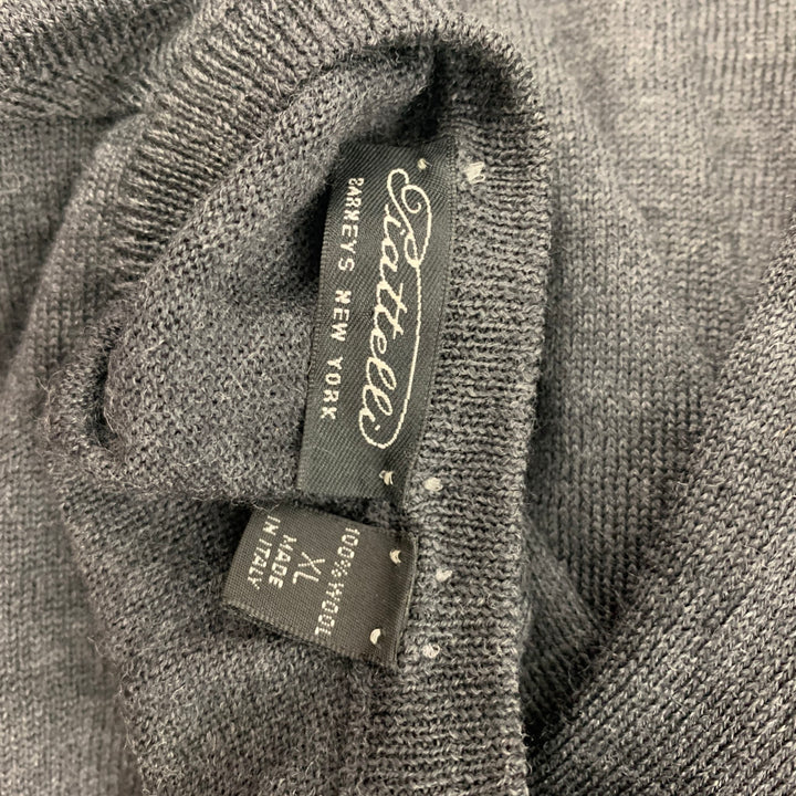 PIATTELLI Size XL Gray Wool Crew-Neck Pullover