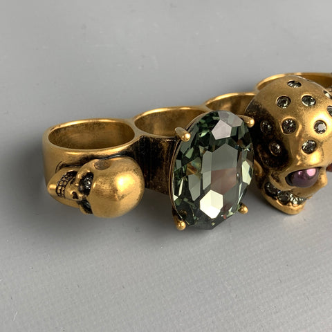 ALEXANDER MCQUEEN Gold Tone Four Finger Knuckle Duster Ring
