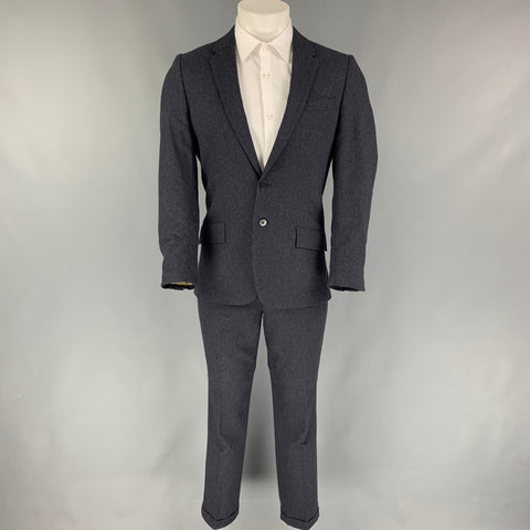 PS by PAUL SMITH Size 38 Navy Grey Stripe Wool Blend Notch Lapel Suit