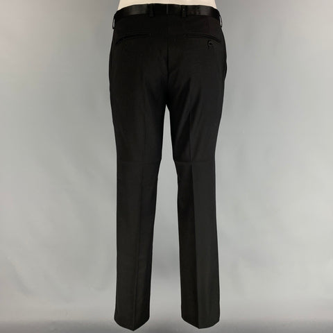 TOPMAN Size 40 Black Polyester / Viscose Peak Lapel Tuxedo Suit