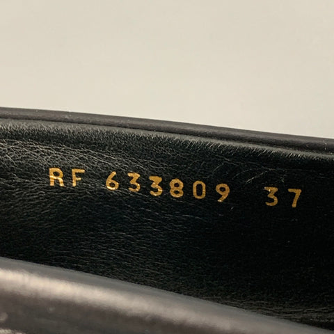 SAINT LAURENT Size 7 Black Leather Monogram Penny Loafers