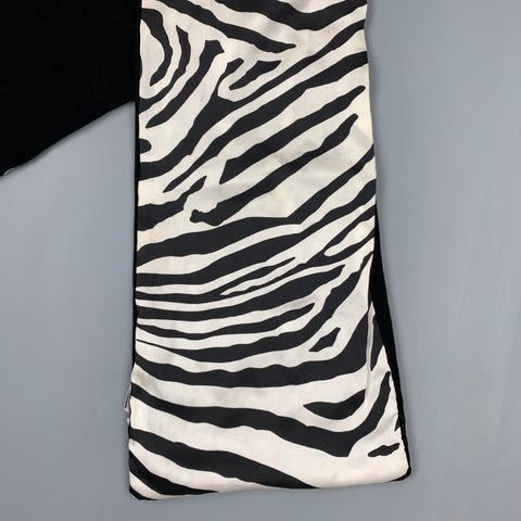 DOLCE & GABBANA Black & White Zebra Rayon Velvet Reversible Scarf