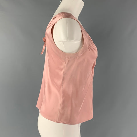 MARNI Size 4 Pink Silk &  Elastane Ruched Sleeveless Dress Top