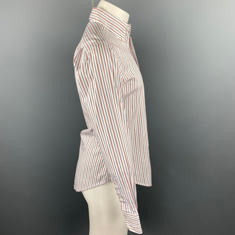 THOM BROWNE Size M Red White Blue Stripe Cotton Button Down Long Sleeve Shirt