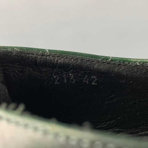 VALENTINO Size 9 Dark green Perforated Leather Wingtip Loafers