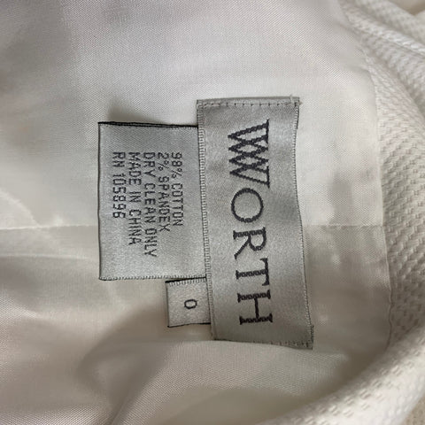 WORTH Chaqueta cruzada asimétrica de algodón texturizado blanco talla 0
