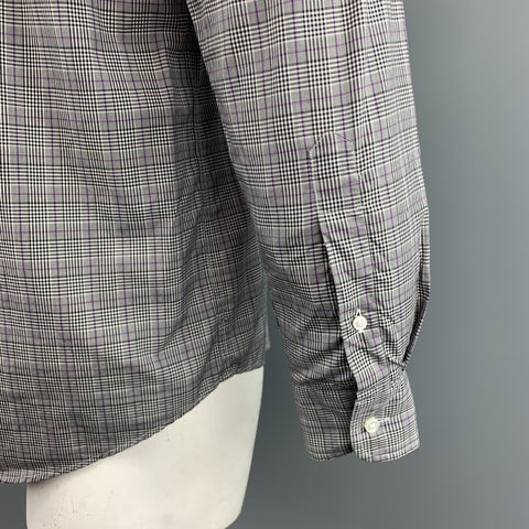 RALPH LAUREN Taille M Chemise à manches longues en coton à carreaux noir et blanc