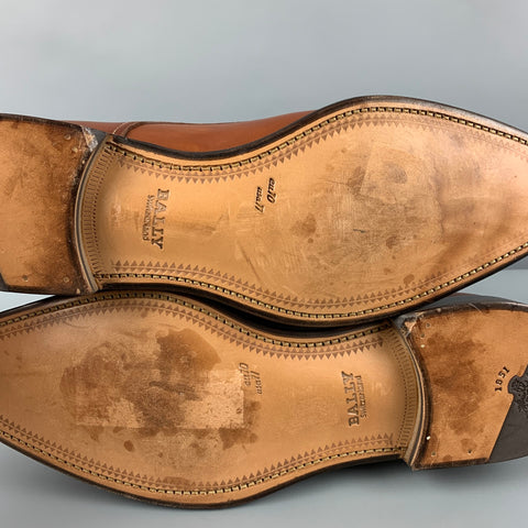 BALLY Size 11 Tan Leather Cap Toe Lace Up Shoes