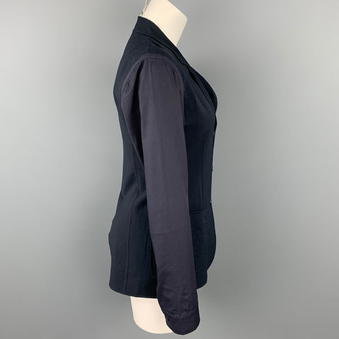 JIL SANDER Taille 4 Blazer veste en laine vierge noire mélangée