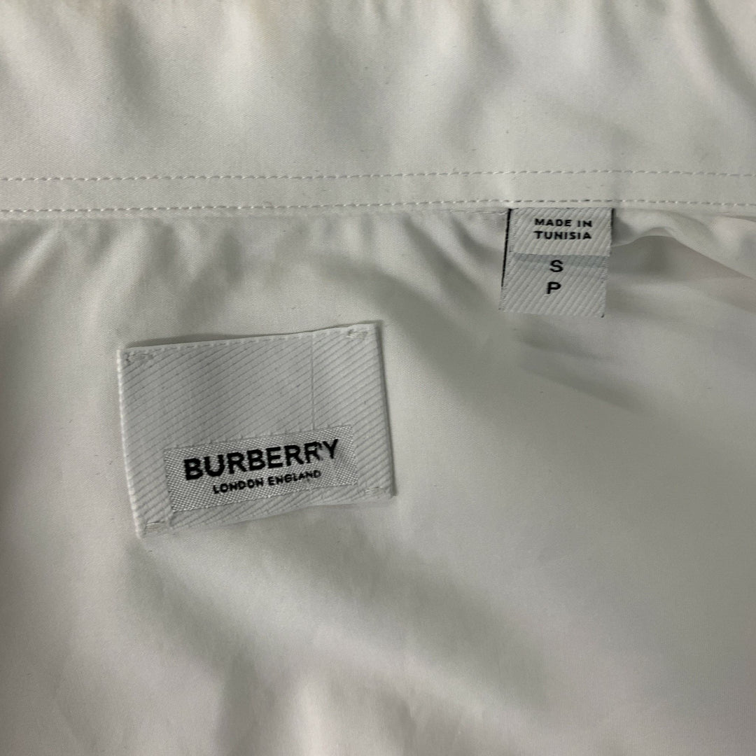 BURBERRY Size S White Solid Cotton Button Up  Long Sleeve Shirt