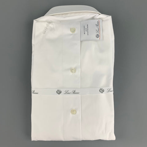 LORO PIANA Size L White Cotton Button Up Long Sleeve Shirt