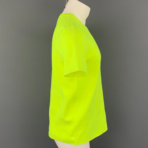 HELMUT LANG Pre-Fall 2020 Size M Neon Yellow Textured Polyester Short Sleeve T-shirt