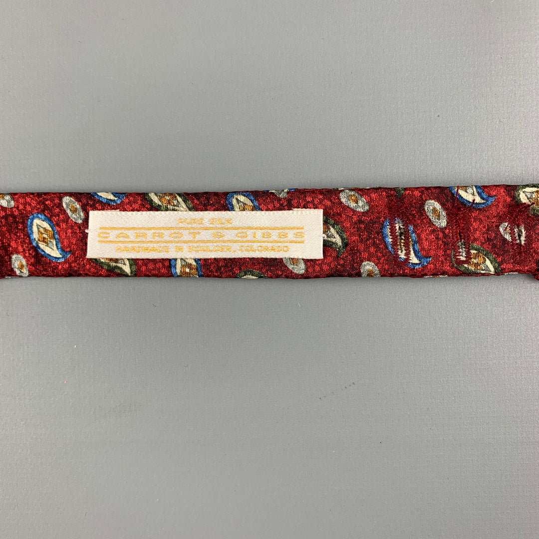 CARROT & GIBBS Red Paisley Silk Self Tie Bow Tie
