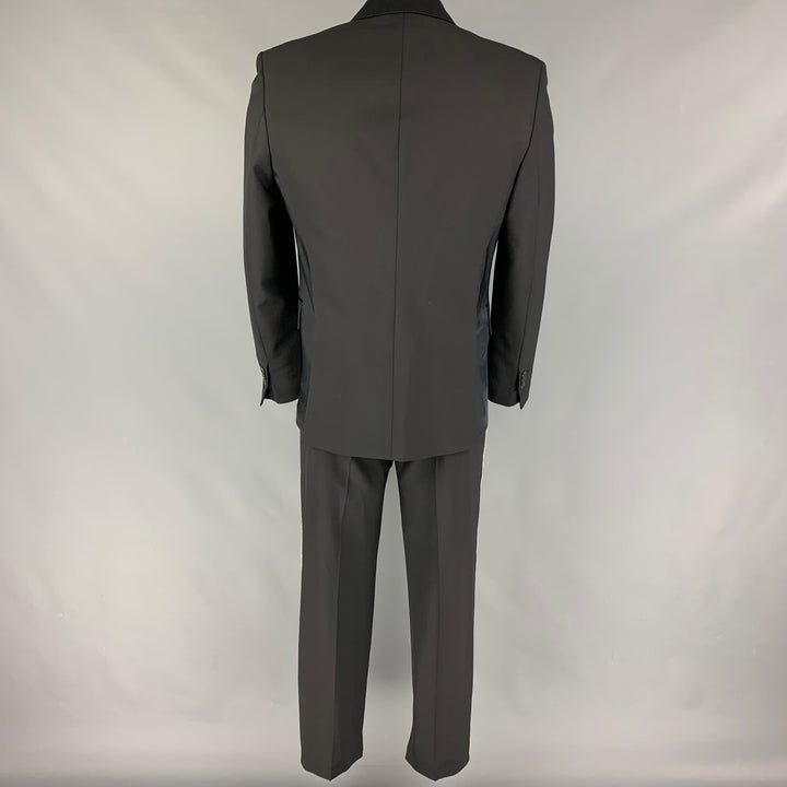 NEIL BARRETT Size 40 Black White Polyester Blend Peak Lapel Suit