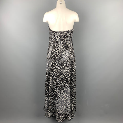LIANCARLO Size 8 Black & White Chiffon Silk Strapless Dress Gown