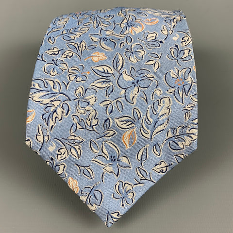 MICKY Blue White Abstract Floral Silk Tie