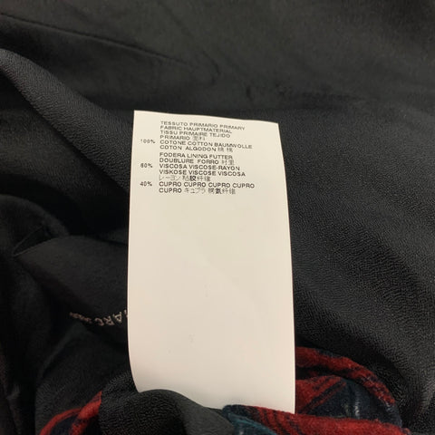 MARC JACOBS Size 40 Burgundy Black Navy Print Cotton Velvet Sport Coat