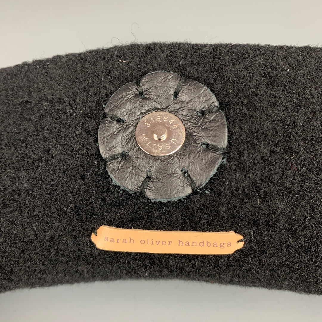 SARAH OLIVER Black Knitted Wool Clutch Handbag