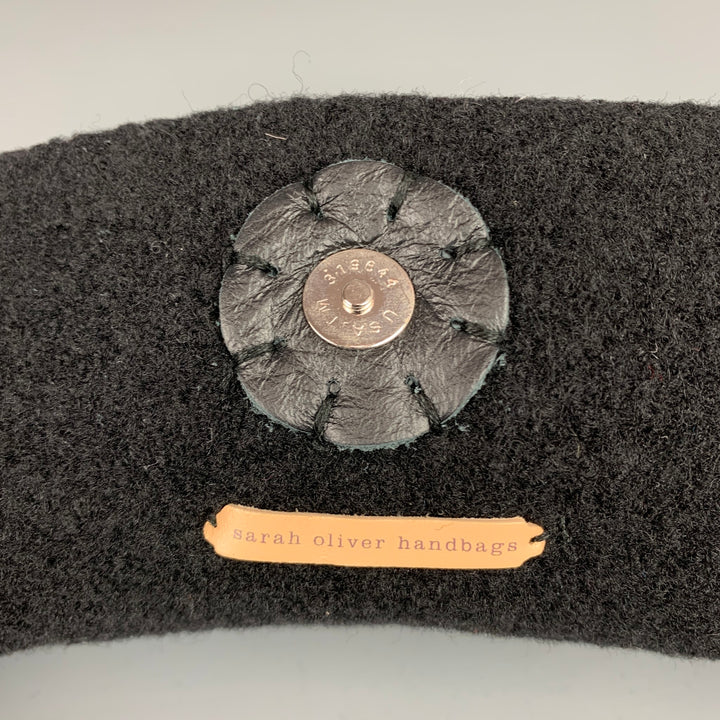 SARAH OLIVER Black Knitted Wool Clutch Handbag