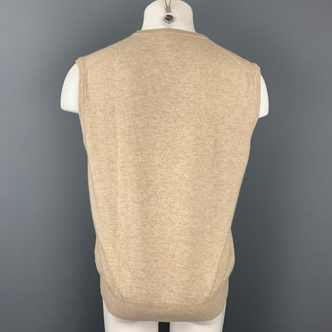 LORO PIANA Size L Oatmeal Cashmere V-Neck Vest