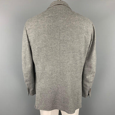 ERMENEGILDO ZEGNA Size 48 Regular Grey Heather Wool / Cashmere Notch Lapel Sport Coat