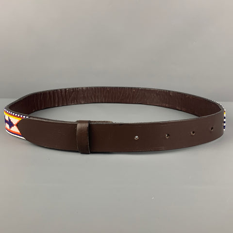 Sangle de ceinture en cuir perlé Huichol multicolore VINTAGE
