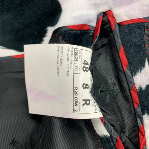 MOSCHINO F/W 14 Size 38 Black & White Print Cotton Velvet Sport Coat