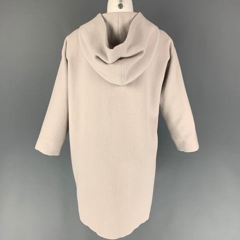 EVAM EVA Size S Dust Pink Wool Angora Hooded Coat